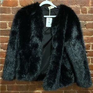 Elegant Black Faux Fur Jacket